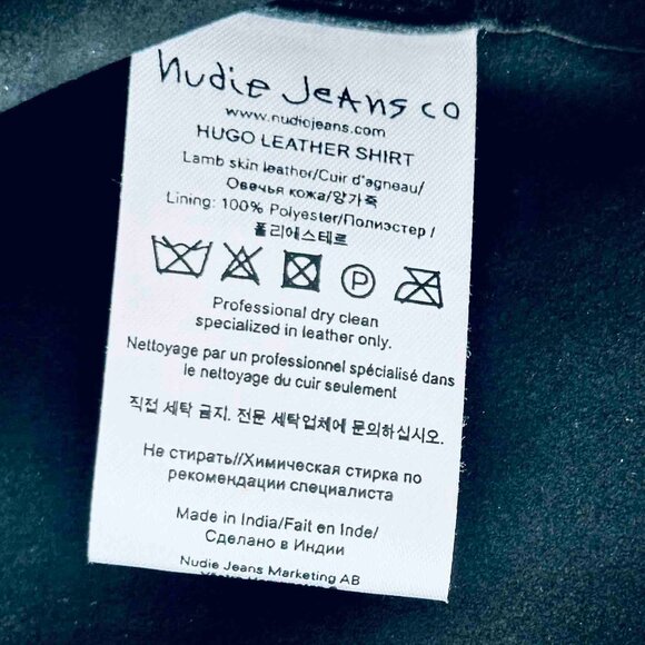 Nudie Jeans, Black Leather Hugo Shirt, Small, EUC - Picture 7 of 7